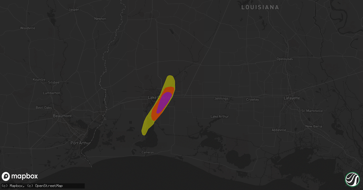 Hail map in Iowa, LA on January 8, 2024