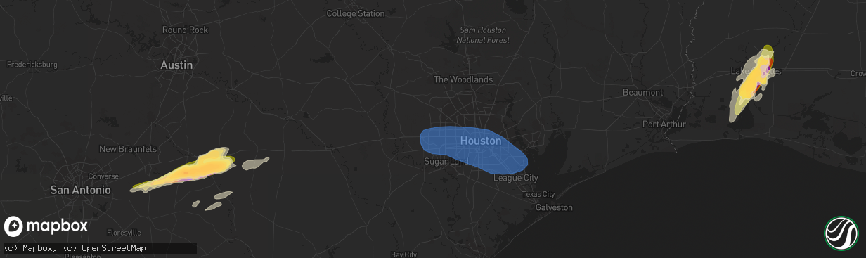 Hail map in Katy, TX on January 8, 2024