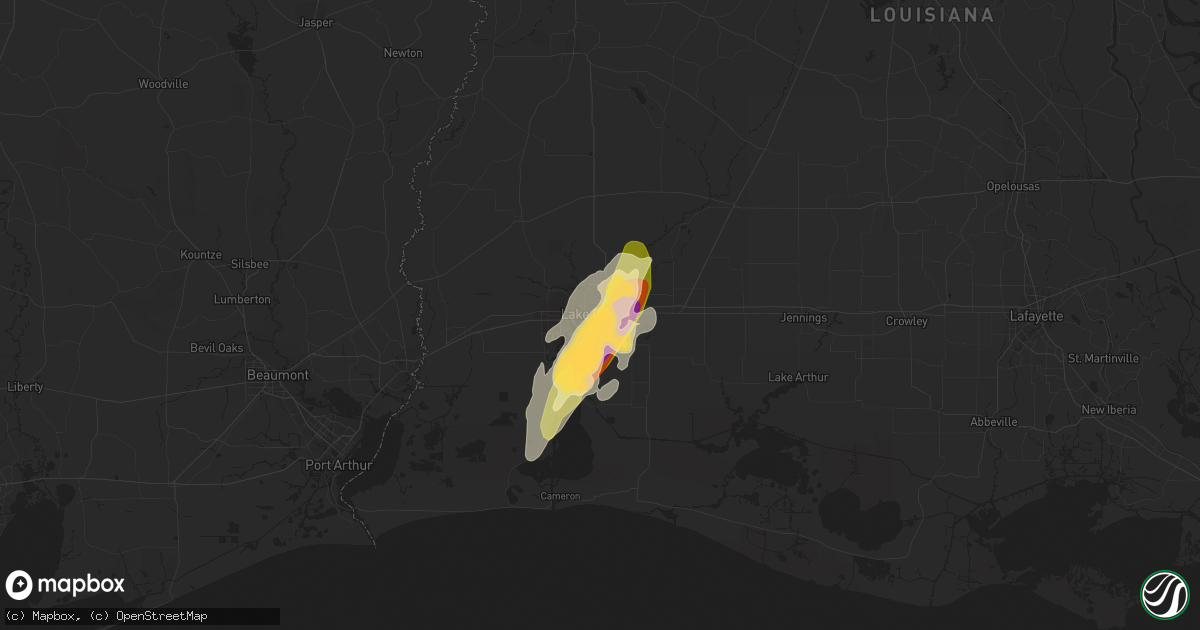 Hail map in Lake Charles, LA on January 8, 2024