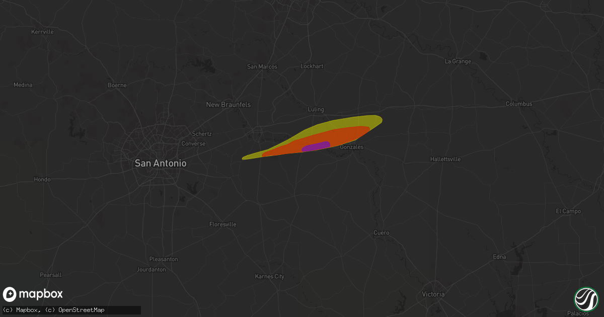 Hail map in Leesville, TX on January 8, 2024