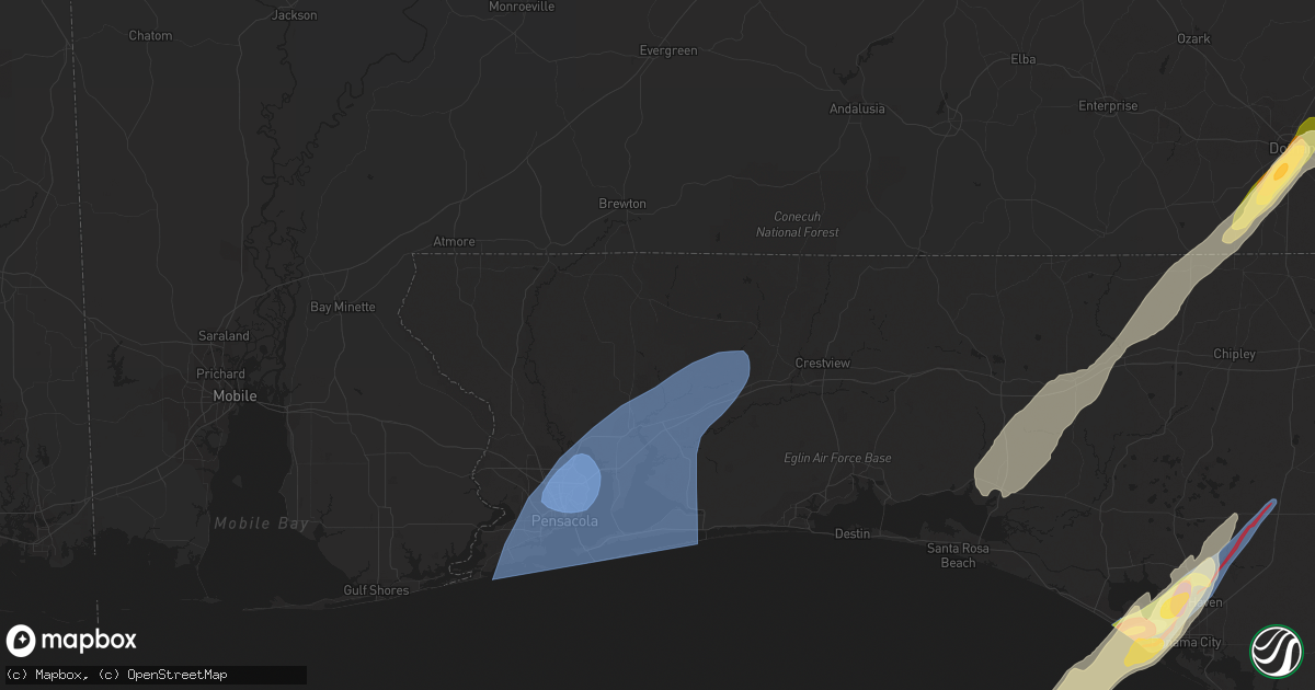 Hail map in Milton, FL on January 8, 2024