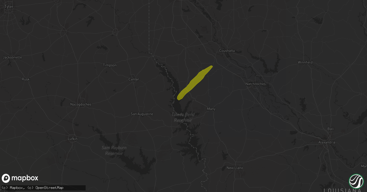 Hail map in Noble, LA on January 8, 2024