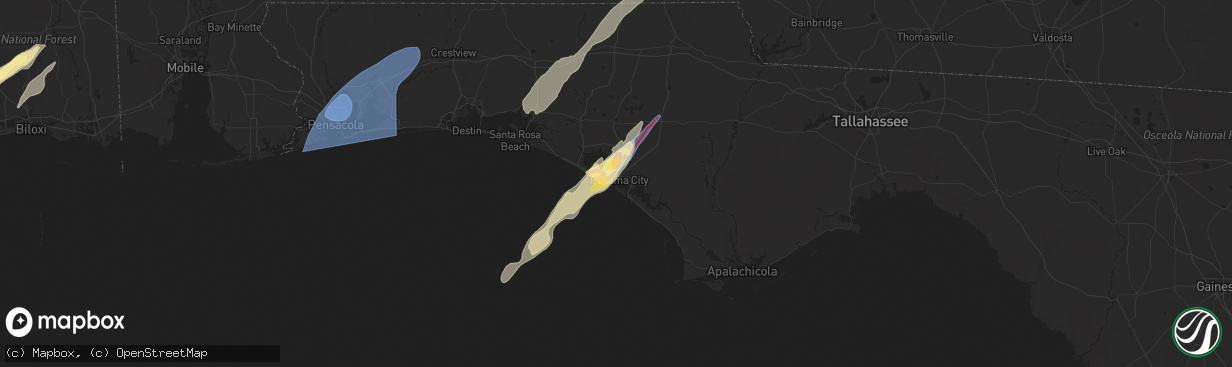 Hail map in Panama City, FL on January 8, 2024
