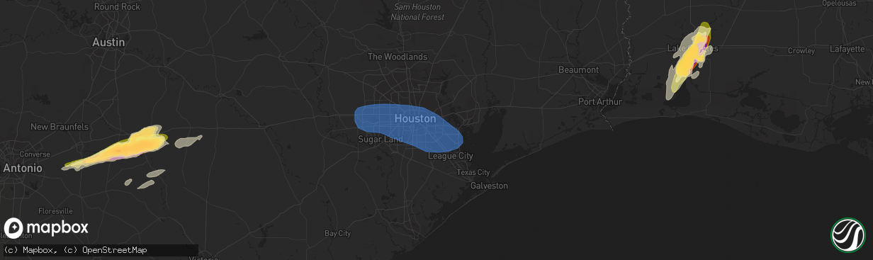 Hail map in Pasadena, TX on January 8, 2024