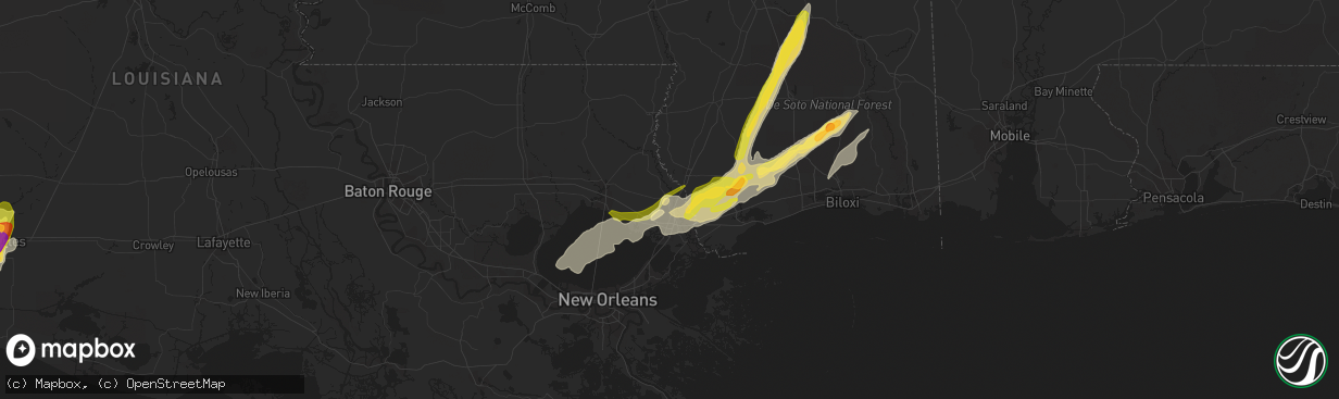Hail map in Pearl River, LA on January 8, 2024