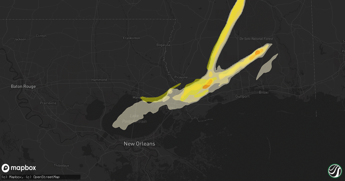 Hail map in Pearl River, LA on January 8, 2024