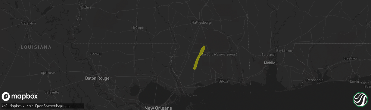 Hail map in Poplarville, MS on January 8, 2024