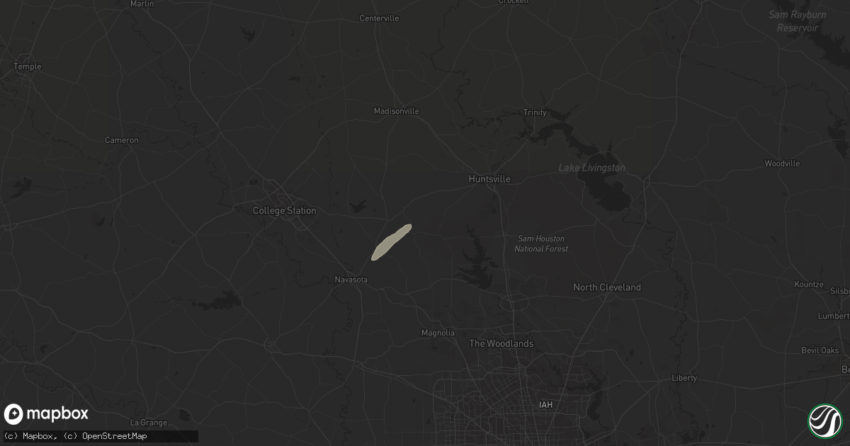 Hail map in Richards, TX on January 8, 2024