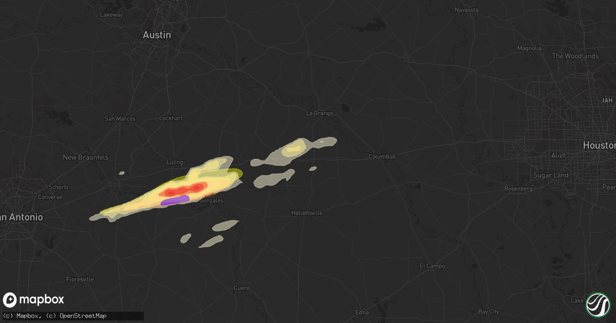 Hail map in Schulenburg, TX on January 8, 2024