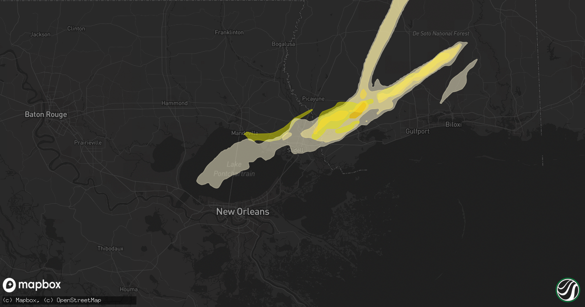 Hail map in Slidell, LA on January 8, 2024