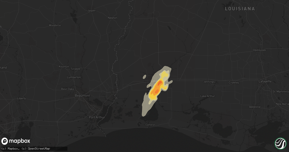 Hail map in Sulphur, LA on January 8, 2024