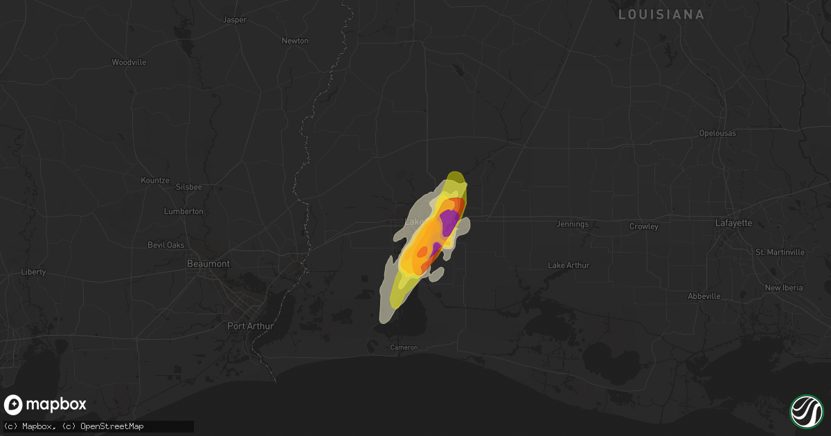 Hail map in Westlake, LA on January 8, 2024