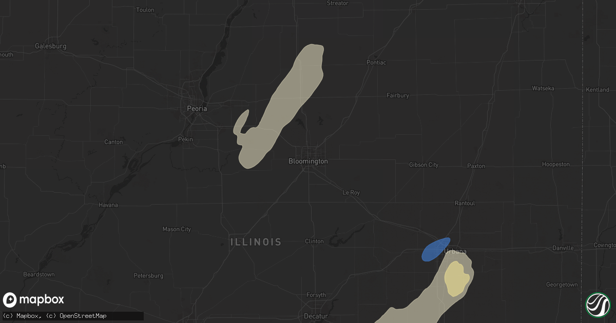 Hail map in Bloomington, IL on January 8, 2026