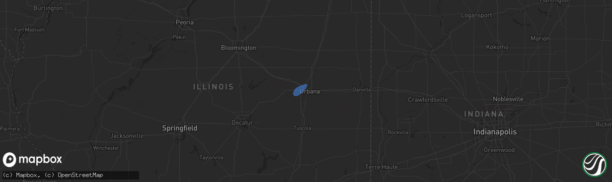 Hail map in Champaign, IL on January 8, 2026