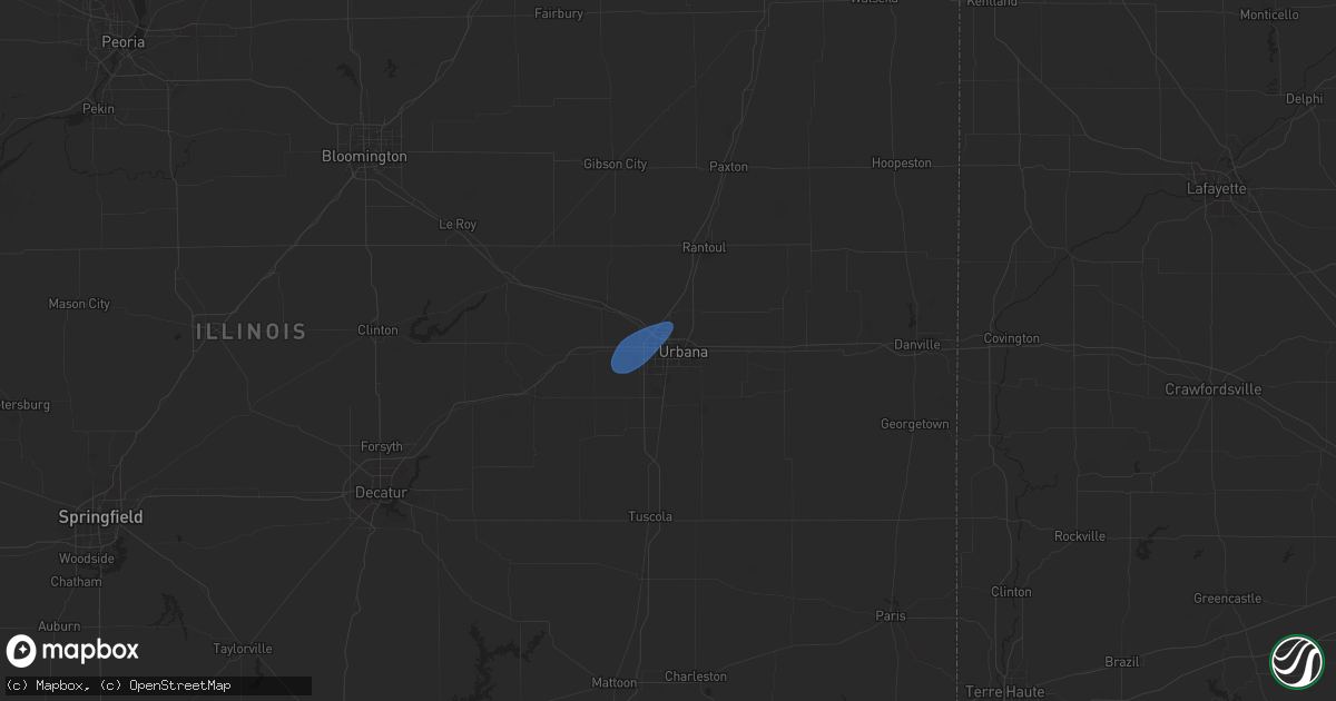 Hail map in Champaign, IL on January 8, 2026