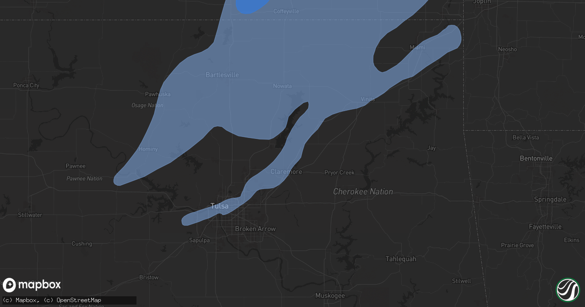 Hail map in Claremore, OK on January 8, 2026