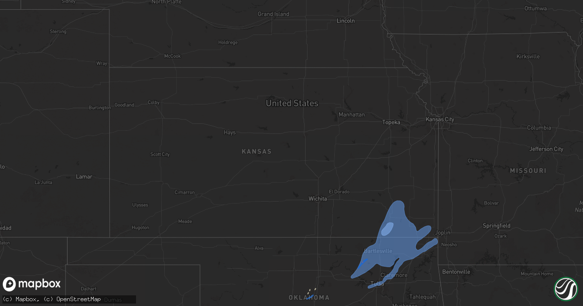 Hail map in Kansas on January 8, 2026