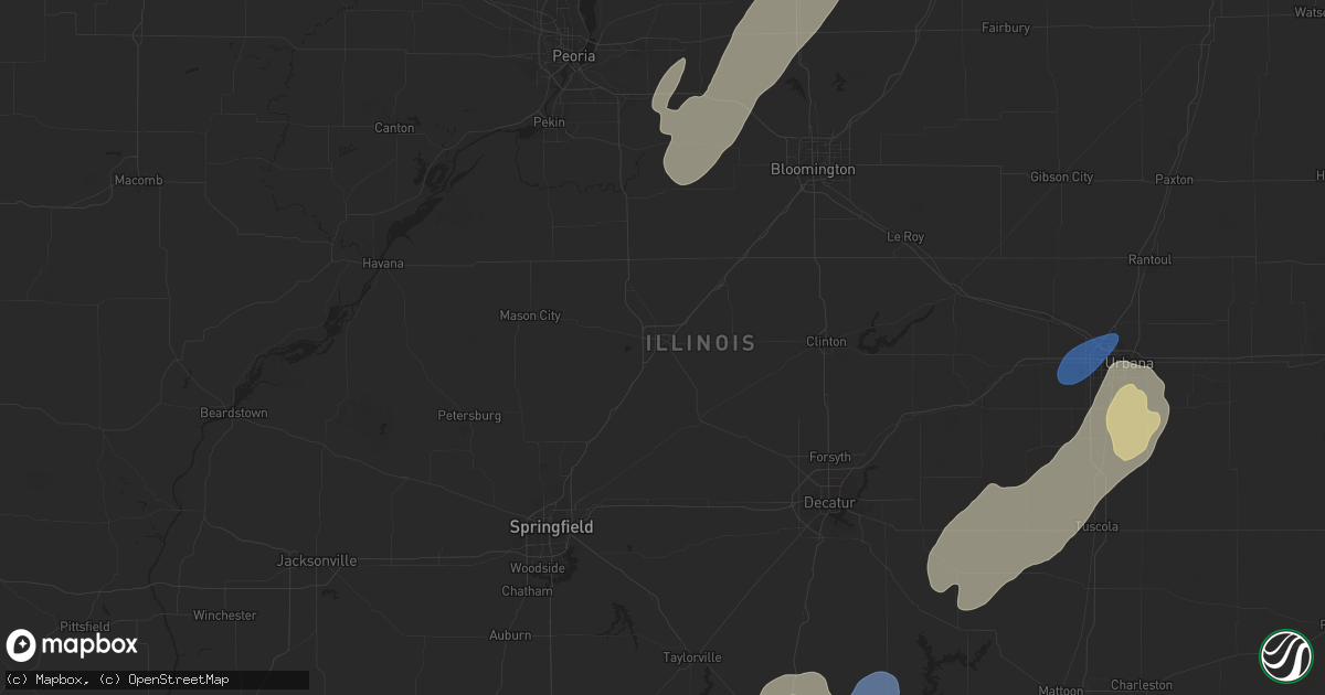 Hail map in Lincoln, IL on January 8, 2026