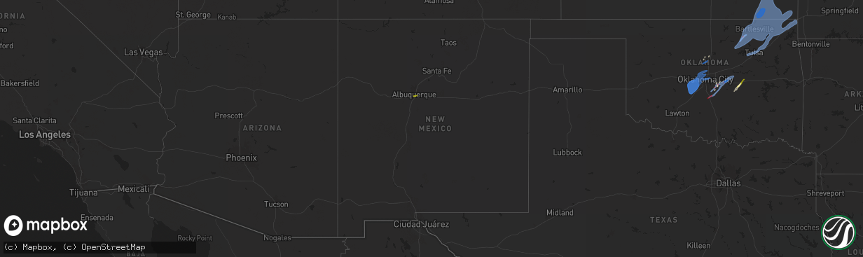 Hail map in New Mexico on January 8, 2026