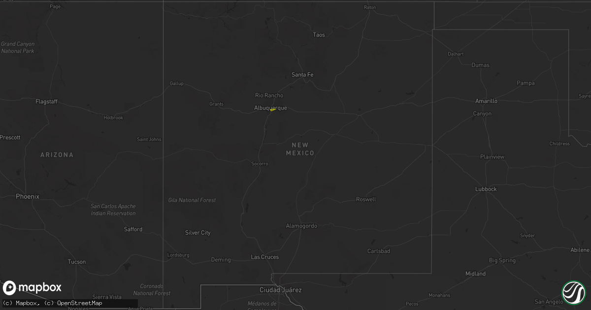 Hail map in New Mexico on January 8, 2026