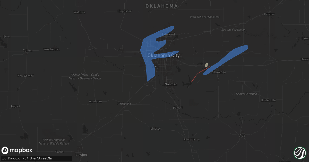 Hail map in Newcastle, OK on January 8, 2026