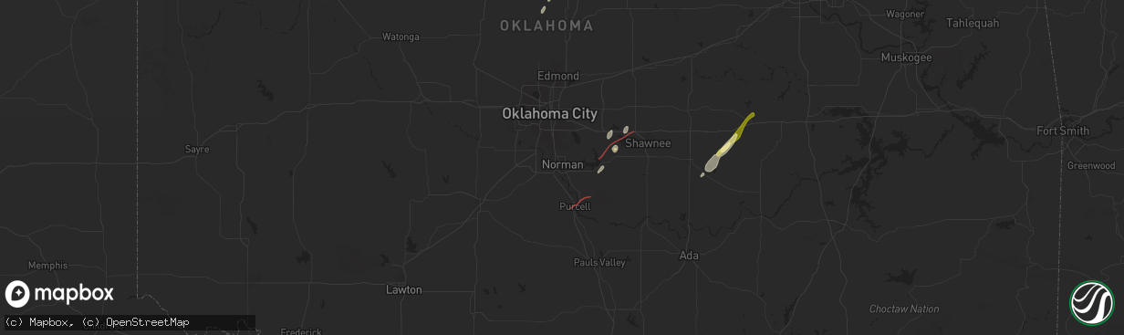 Hail map in Norman, OK on January 8, 2026