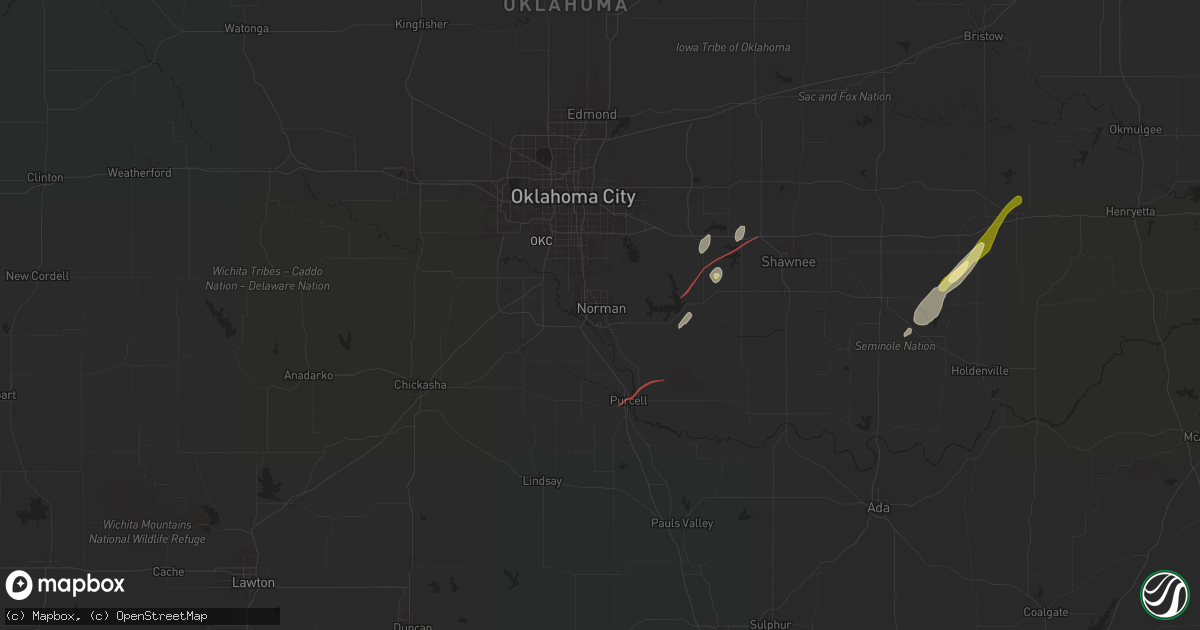 Hail map in Norman, OK on January 8, 2026