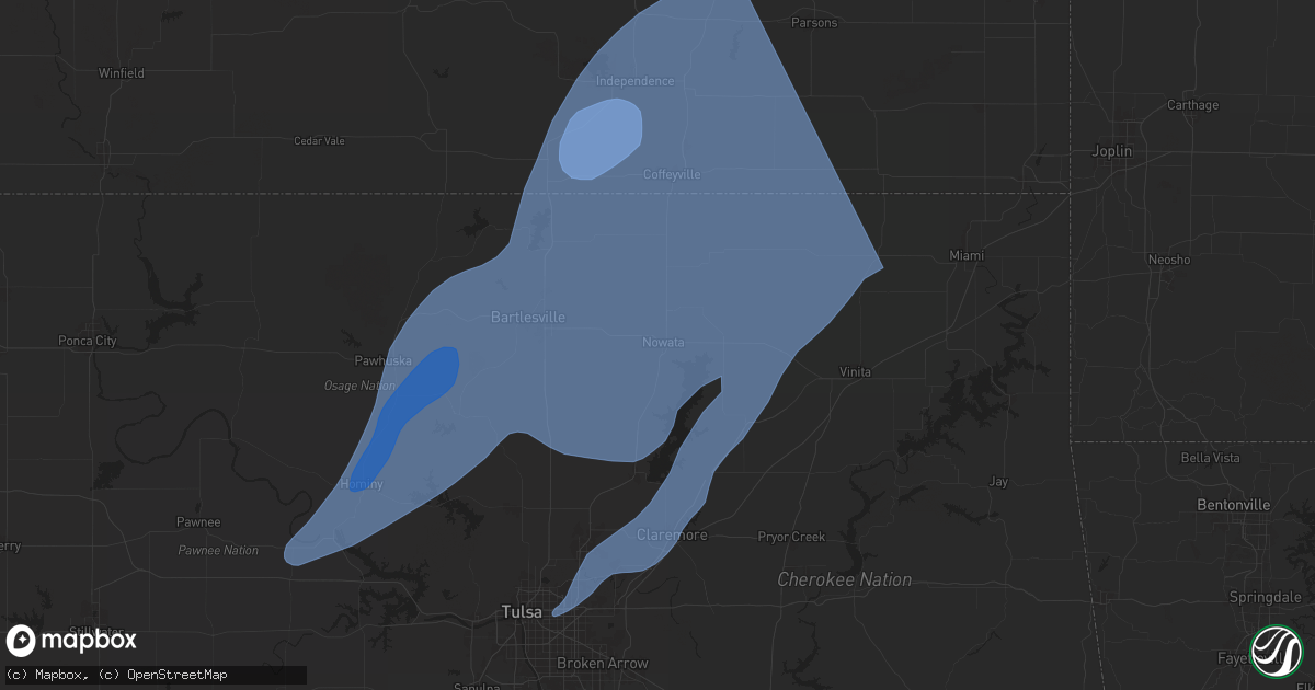 Hail map in Nowata, OK on January 8, 2026