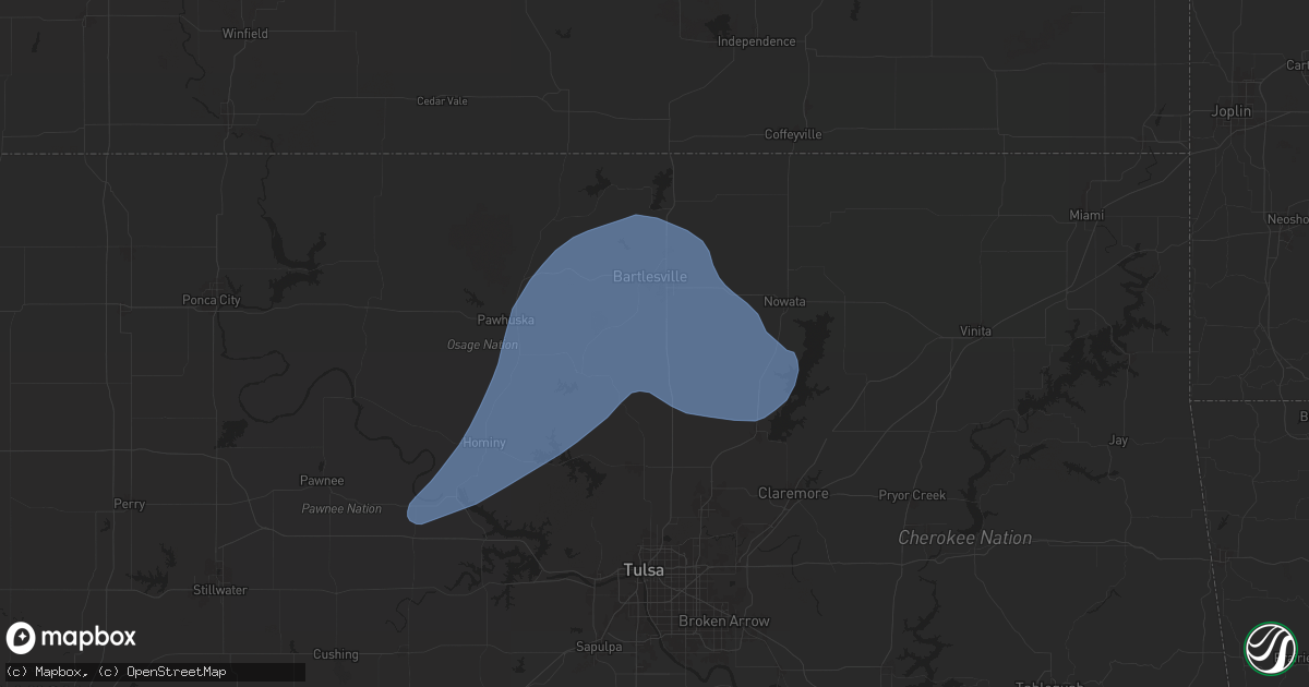Hail map in Ochelata, OK on January 8, 2026