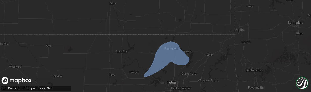 Hail map in Pawhuska, OK on January 8, 2026
