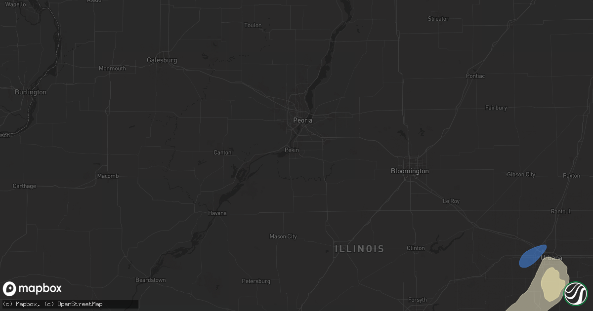 Hail map in Pekin, IL on January 8, 2026