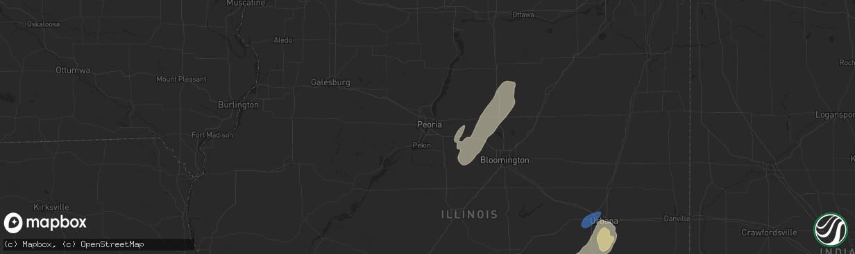Hail map in Peoria, IL on January 8, 2026