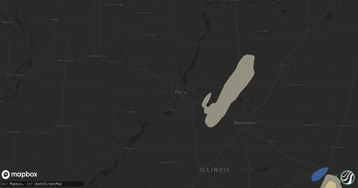 Hail map in Peoria, IL on January 8, 2026
