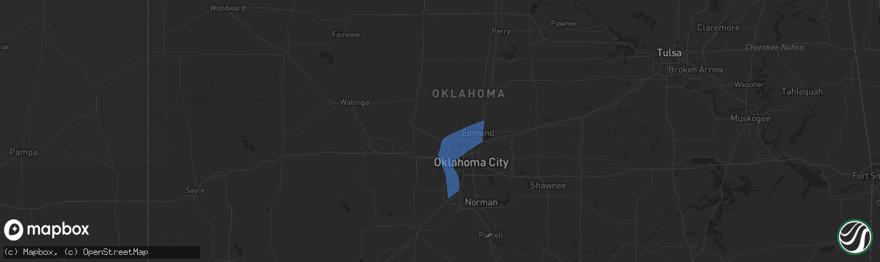 Hail map in Piedmont, OK on January 8, 2026