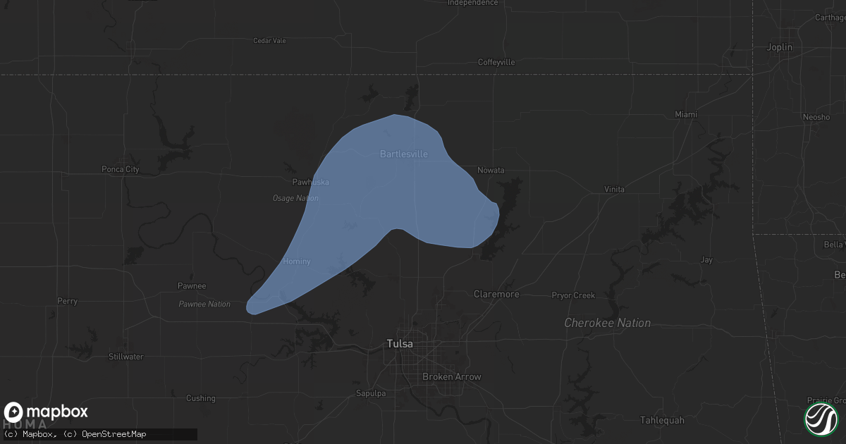 Hail map in Ramona, OK on January 8, 2026