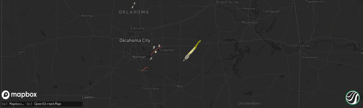 Hail map in Seminole, OK on January 8, 2026