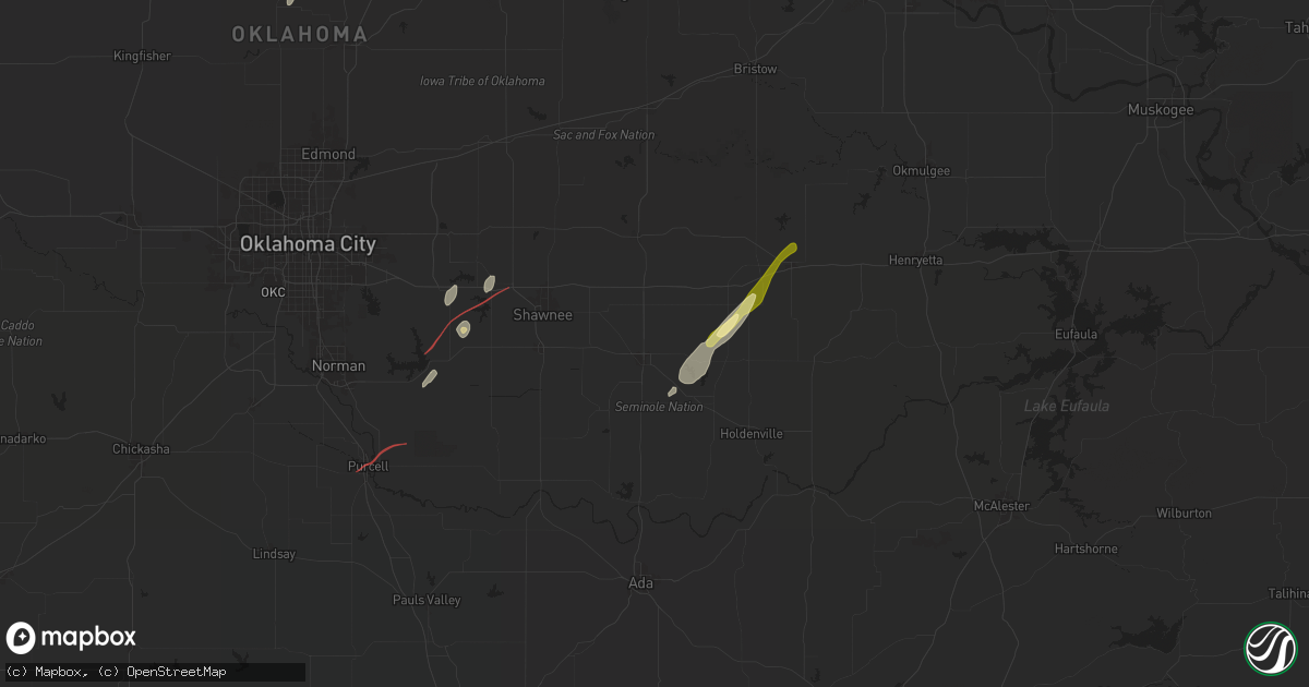 Hail map in Seminole, OK on January 8, 2026