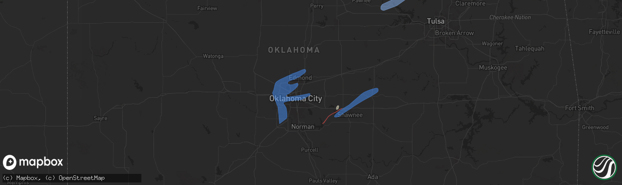 Hail map in Spencer, OK on January 8, 2026