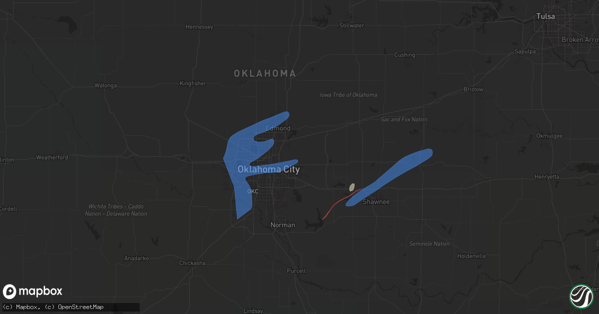 Hail map in Spencer, OK on January 8, 2026