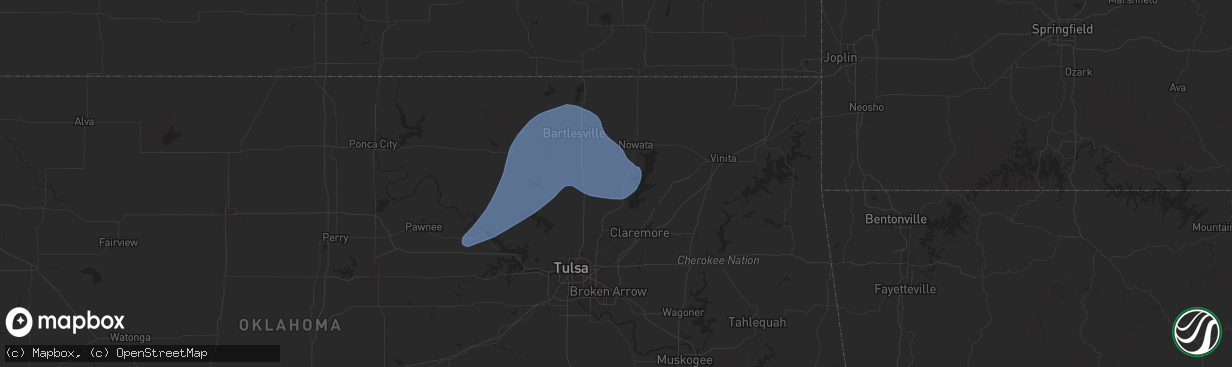 Hail map in Talala, OK on January 8, 2026