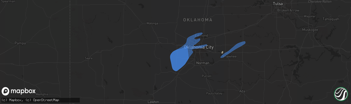 Hail map in Union City, OK on January 8, 2026