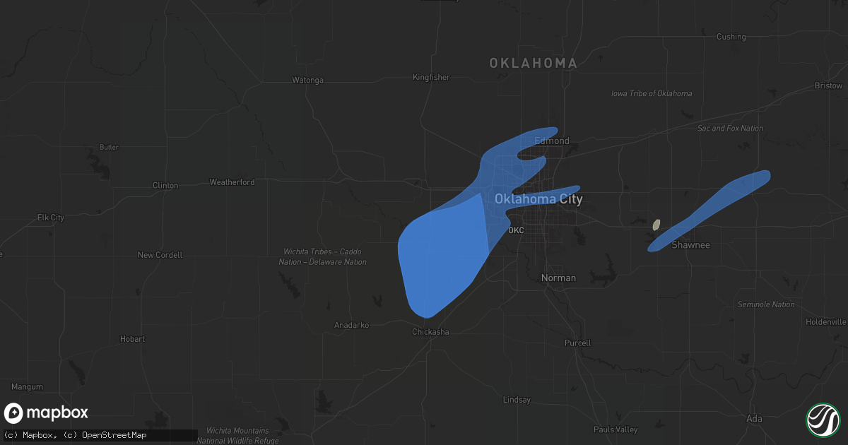 Hail map in Union City, OK on January 8, 2026