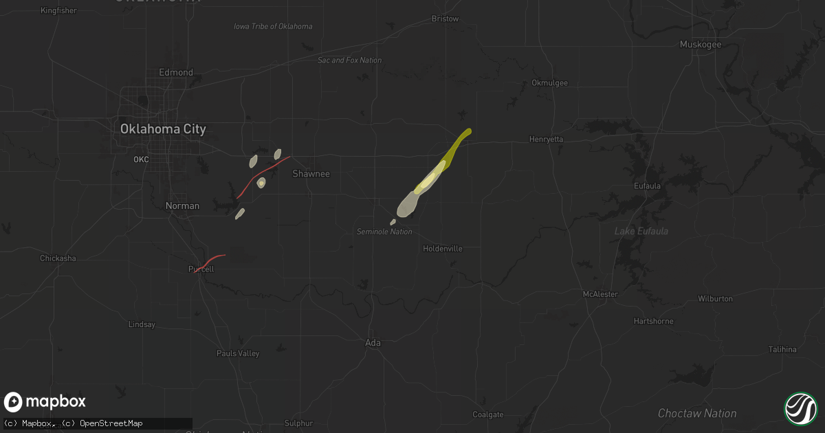 Hail map in Wewoka, OK on January 8, 2026