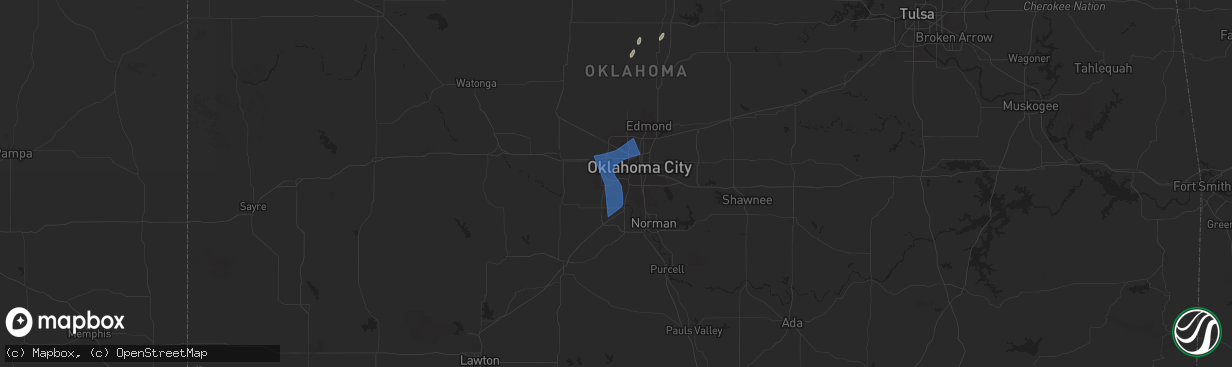 Hail map in Wheatland, OK on January 8, 2026