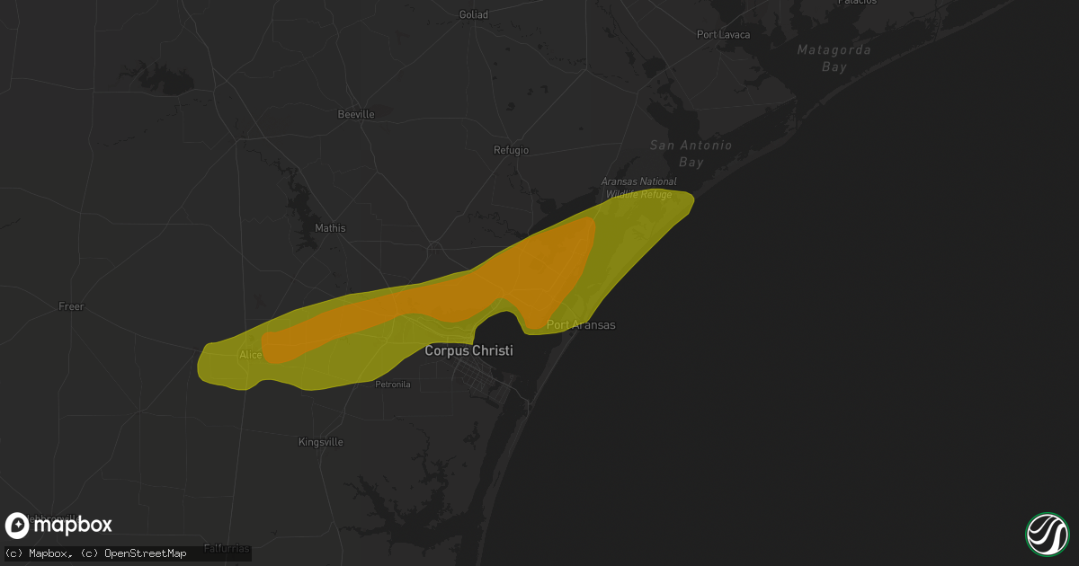 Hail map in Aransas Pass, TX on January 9, 2011