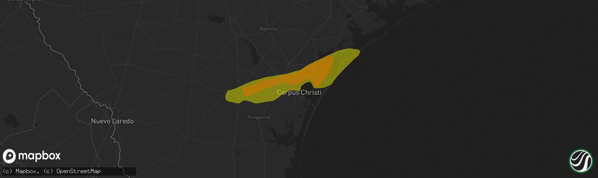 Hail map in Corpus Christi, TX on January 9, 2011
