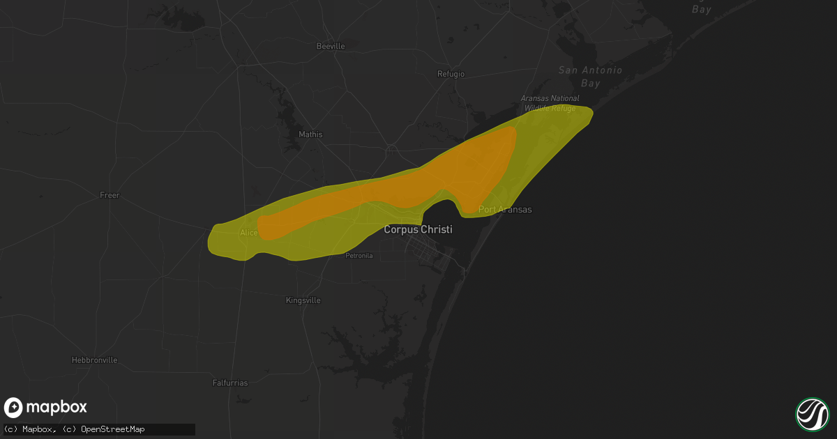 Hail map in Corpus Christi, TX on January 9, 2011