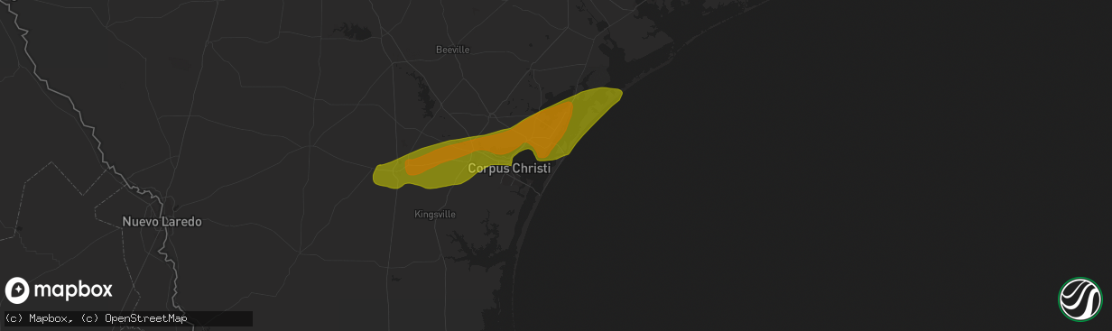Hail map in Port Aransas, TX on January 9, 2011