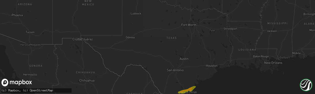 Hail map in Texas on January 9, 2011