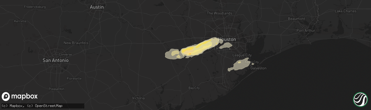 Hail map in East Bernard, TX on January 9, 2012